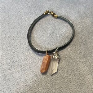 Crystal Charm Bracelet with Black Band